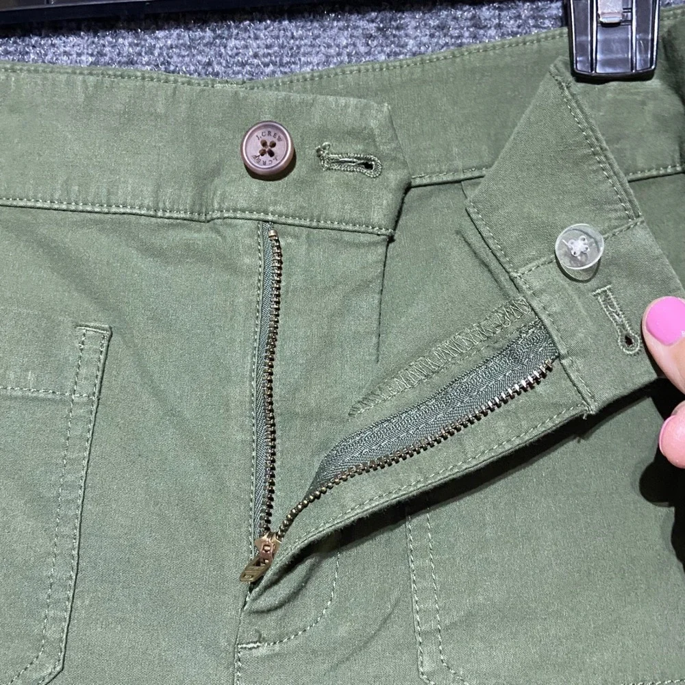 J.Crew‎ Women's 26 Olive Green Mid Rise Cotton Linen Utility Shorts CJ117 NWT